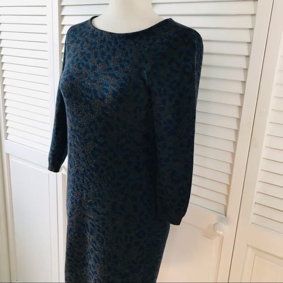 2/$25 LOFT Gray Cheetah Print Petite Sweater Dress Size XS - Picture 3 of 9